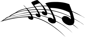 Elegant Black and White Musical Notes Flowing Clipart Design