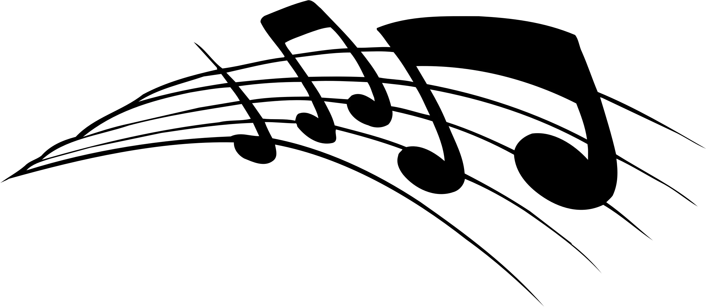 Elegant Black and White Musical Notes Flowing Clipart Design