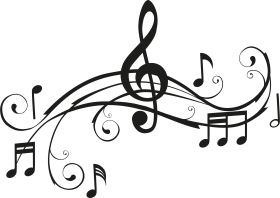 Elegant Musical Symphony Treble Clef Notes Artistic Clipart Design