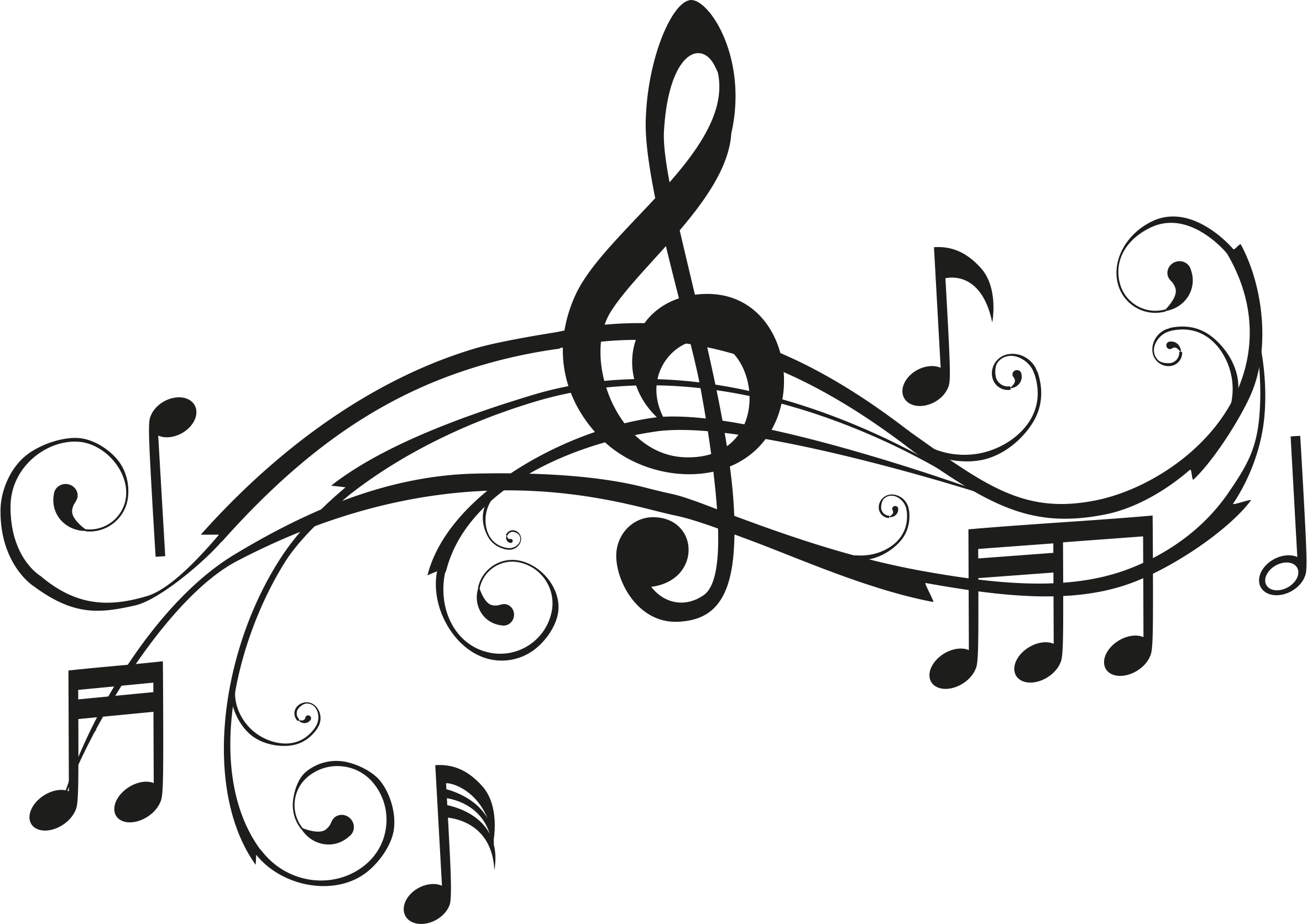 Elegant Musical Symphony Treble Clef Notes Artistic Clipart Design