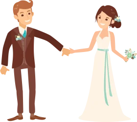 Elegant Wedding Couple Clipart Illustration with Soft Color Palette