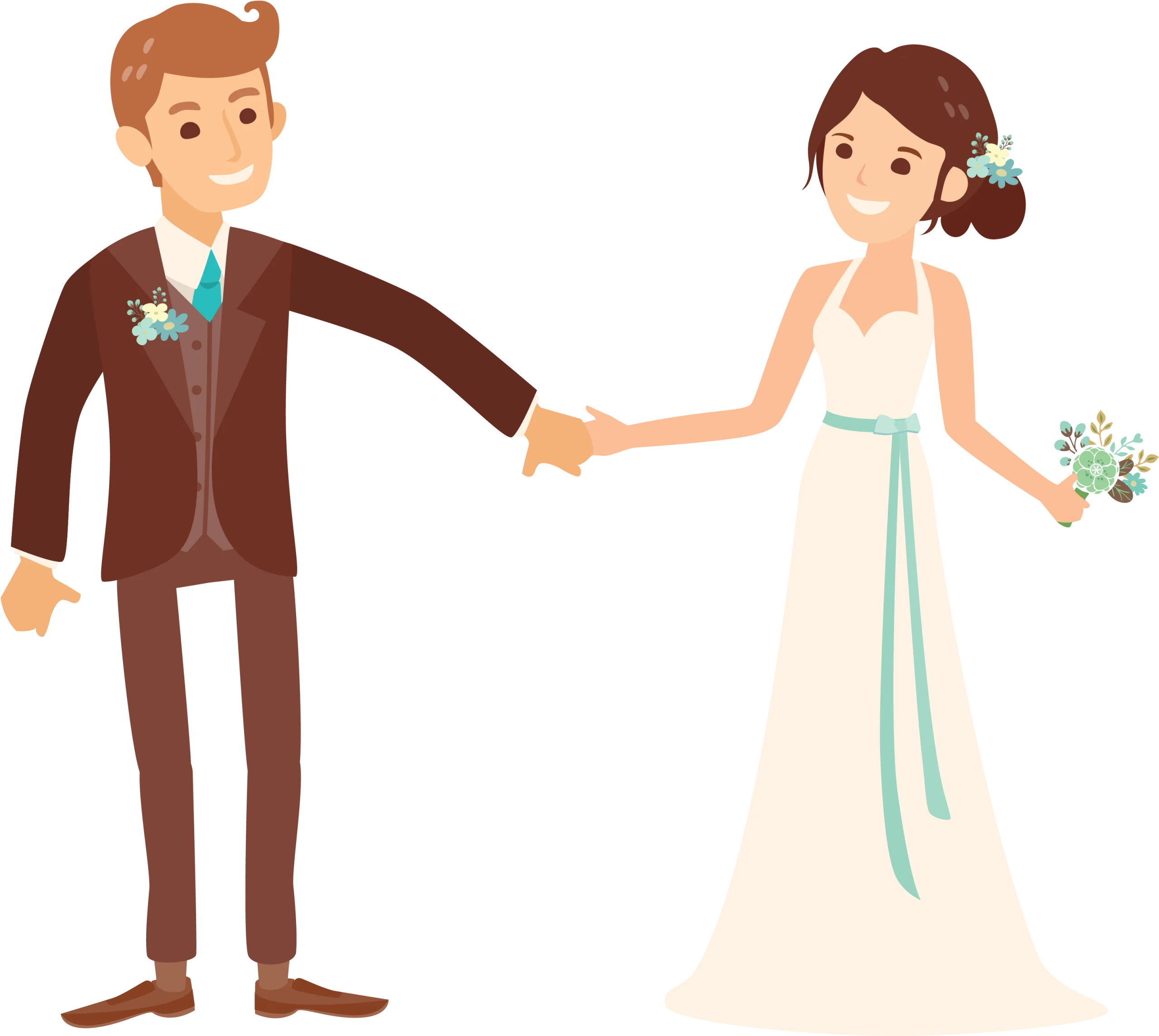 Elegant Wedding Couple Clipart Illustration with Soft Color Palette