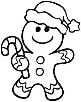 Festive Gingerbread Man Clipart with Santa Hat and Candy Cane