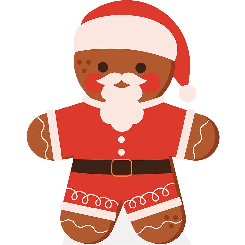Festive Santa Claus Gingerbread Man Clipart - Cute Holiday Cookie Design