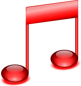 Glossy Red Musical Note Clipart: Sleek Digital Graphic for Music Design