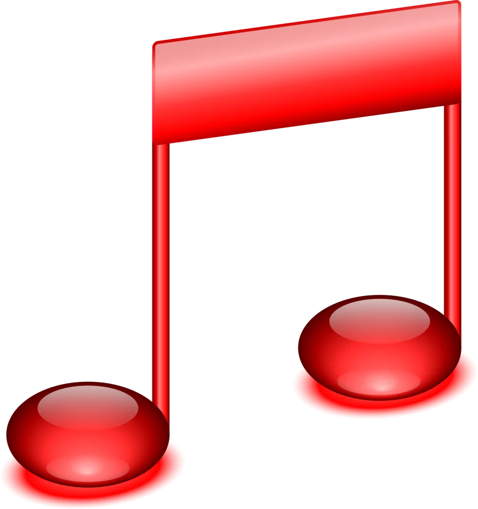 Glossy Red Musical Note Clipart: Sleek Digital Graphic for Music Design