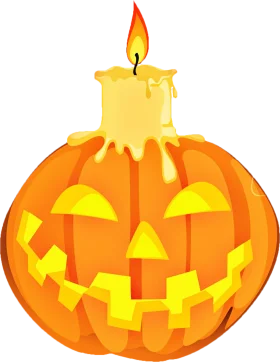 Glowing Halloween Jack-o'-Lantern Clipart with Melting Candle Flame