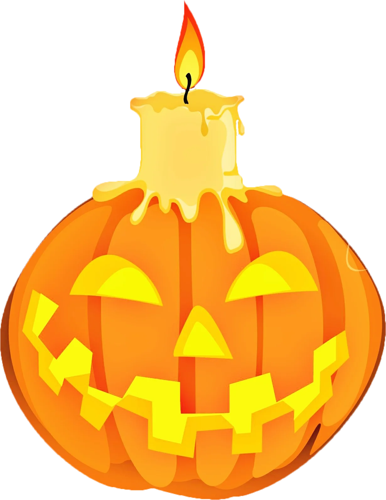 Glowing Halloween Jack-o'-Lantern Clipart with Melting Candle Flame