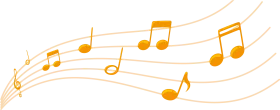 Golden Musical Notes Dancing Across Rhythmic Curved Staff Lines Clipart Illustration