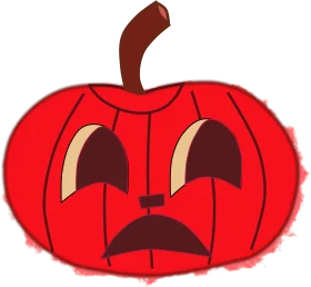 Melancholy Halloween Jack-o-Lantern Clipart with Sad Carved Pumpkin Expression