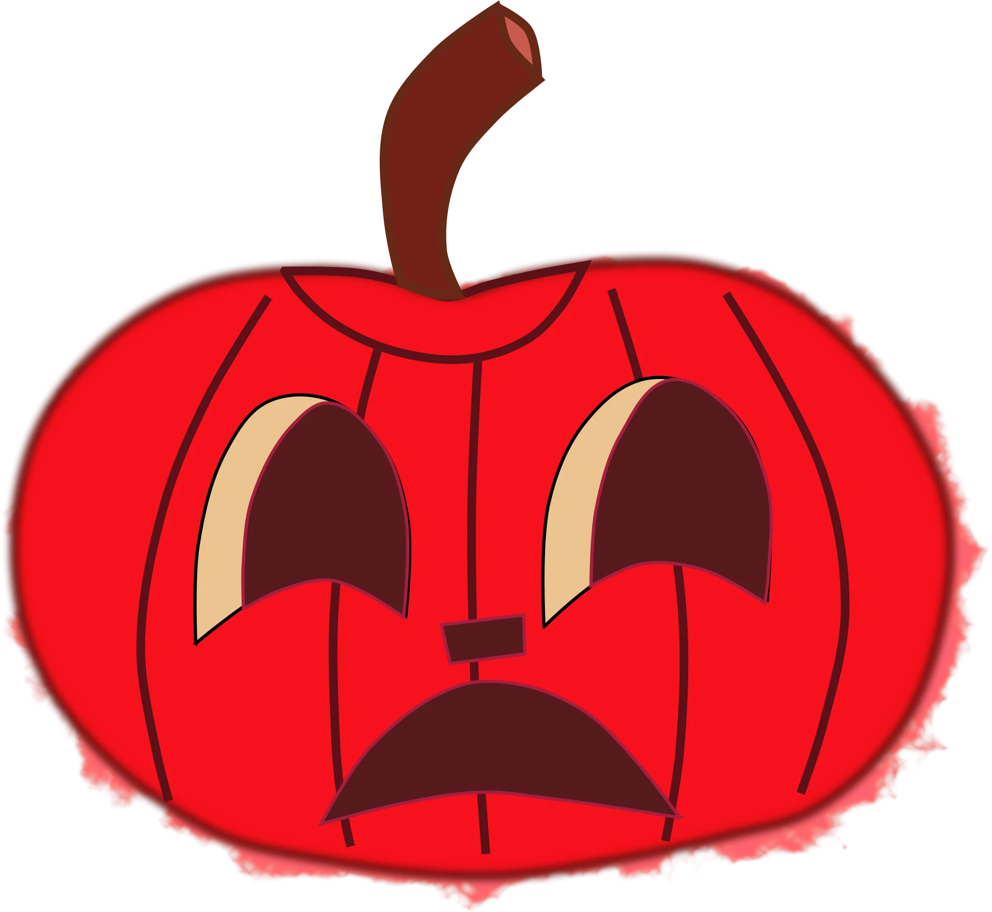 Melancholy Halloween Jack-o-Lantern Clipart with Sad Carved Pumpkin Expression