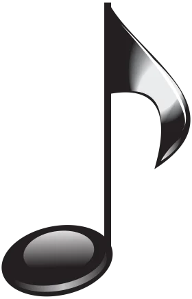 Sleek Black and Gray Musical Note Clipart with Glossy Metallic Finish