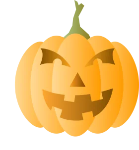 Spooky Halloween Jack-o'-Lantern Clipart with Menacing Carved Grin
