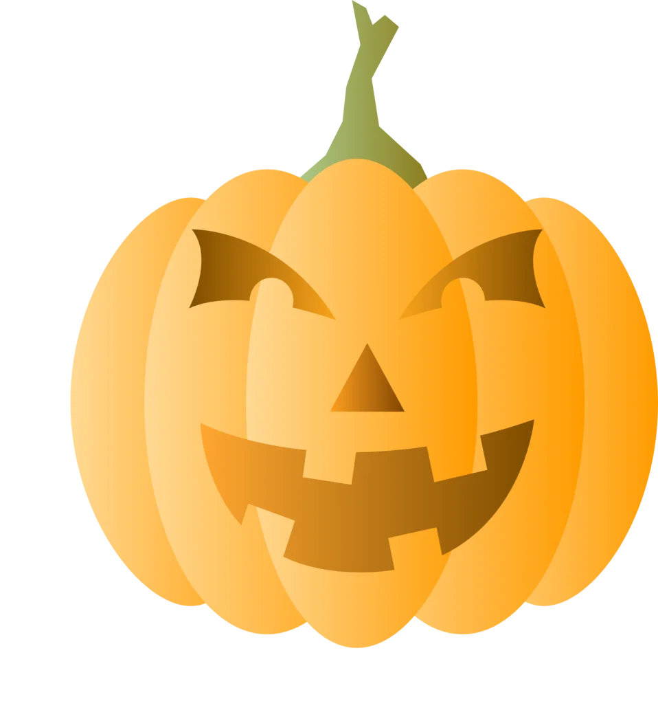 Spooky Halloween Jack-o'-Lantern Clipart with Menacing Carved Grin