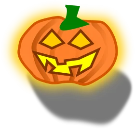Spooky Halloween Jack-o'-Lantern Clipart with Menacing Glowing Face Design