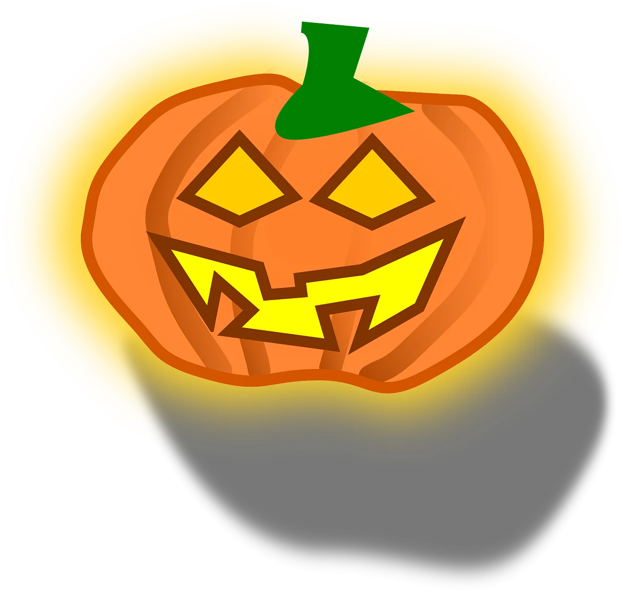 Spooky Halloween Jack-o'-Lantern Clipart with Menacing Glowing Face Design