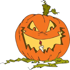 Spooky Halloween Jack O'Lantern Clipart with Mischievous Grinning Pumpkin Face