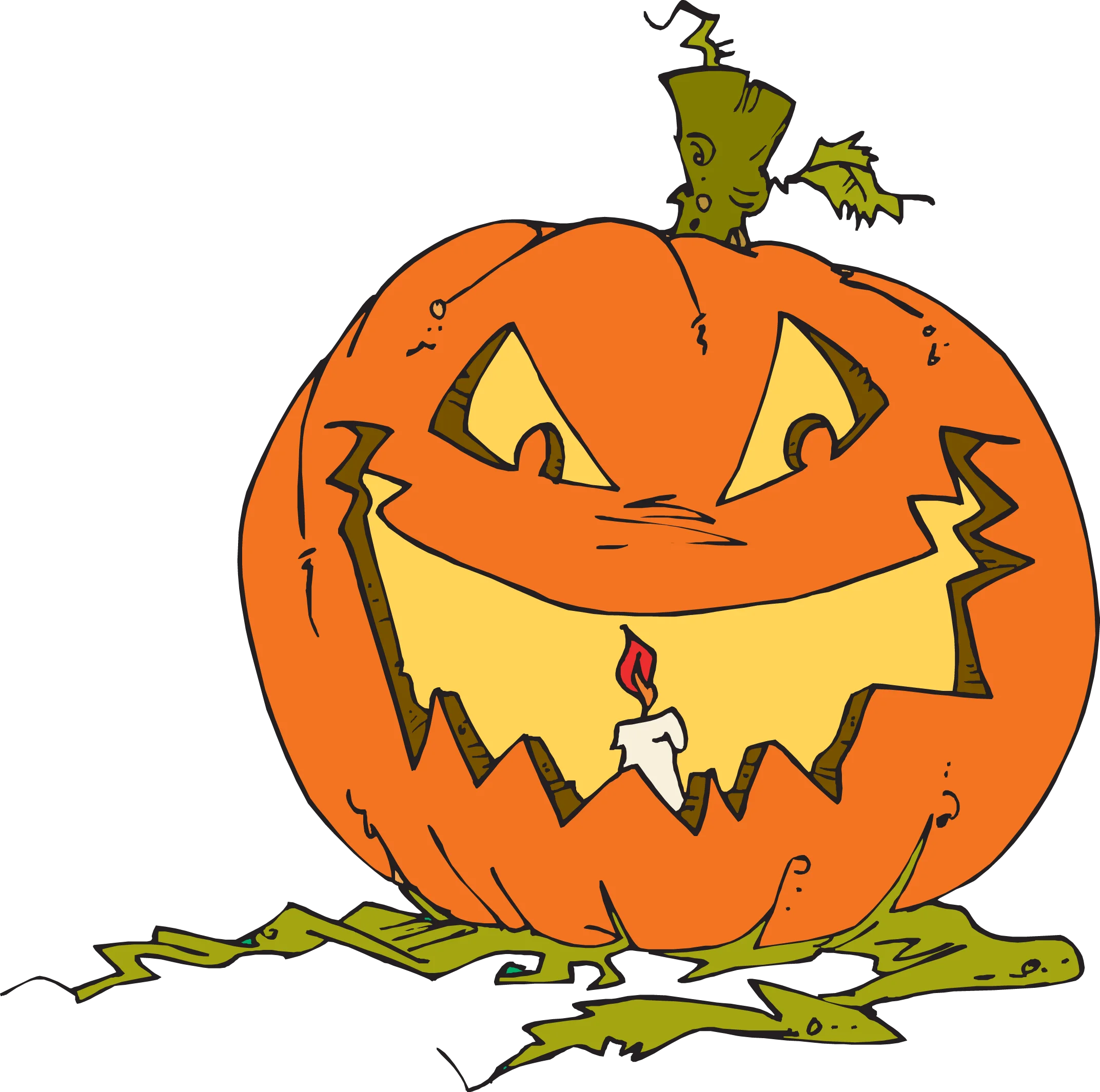 Spooky Halloween Jack O'Lantern Clipart with Mischievous Grinning Pumpkin Face