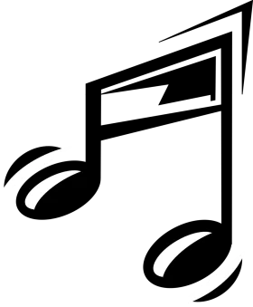 Stylized Black and White Musical Note Clipart with Dynamic Flow