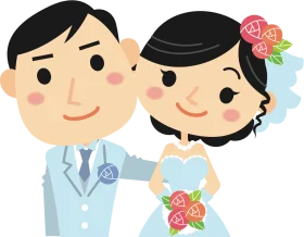 Sweet and Charming Wedding Couple Clipart Illustration with Soft Palette