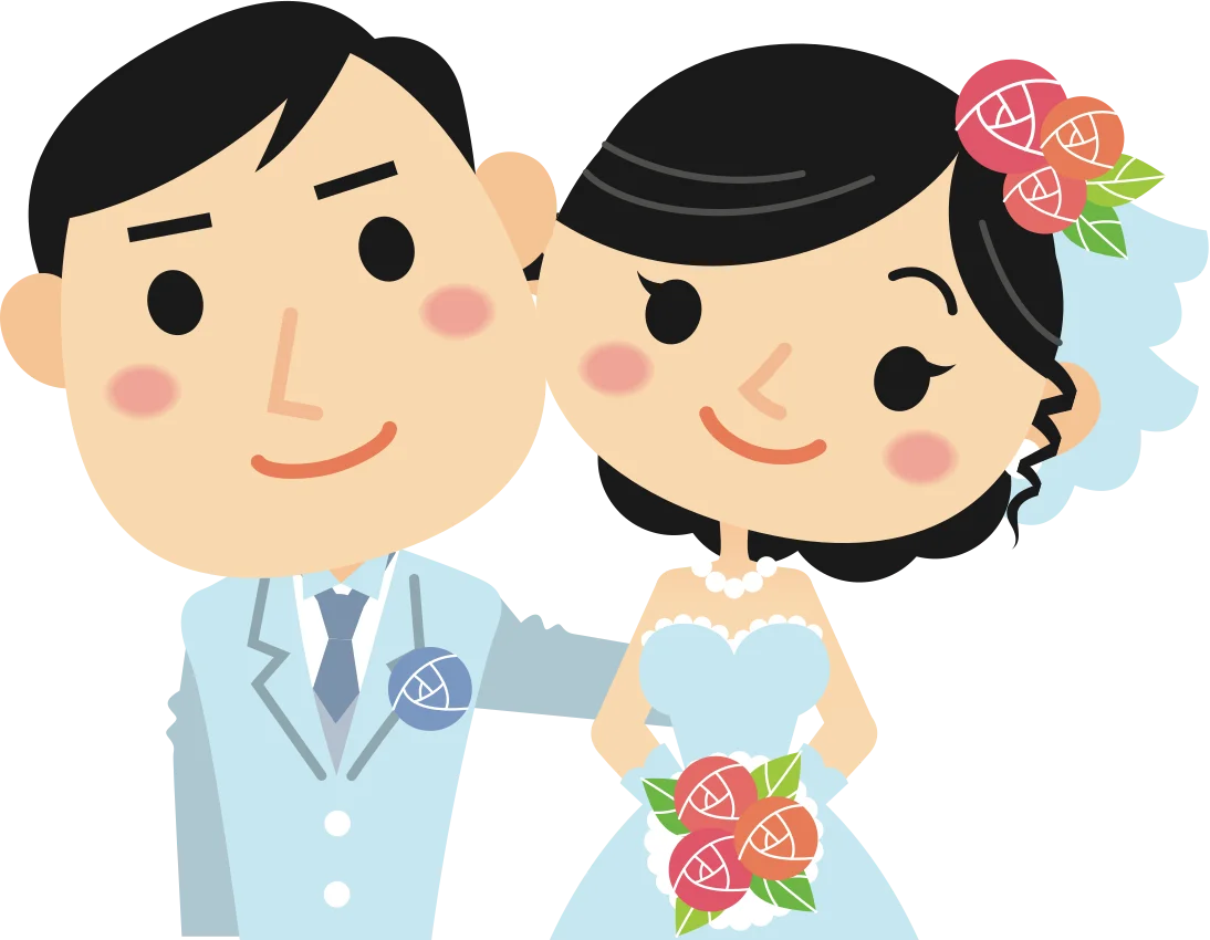 Sweet and Charming Wedding Couple Clipart Illustration with Soft Palette