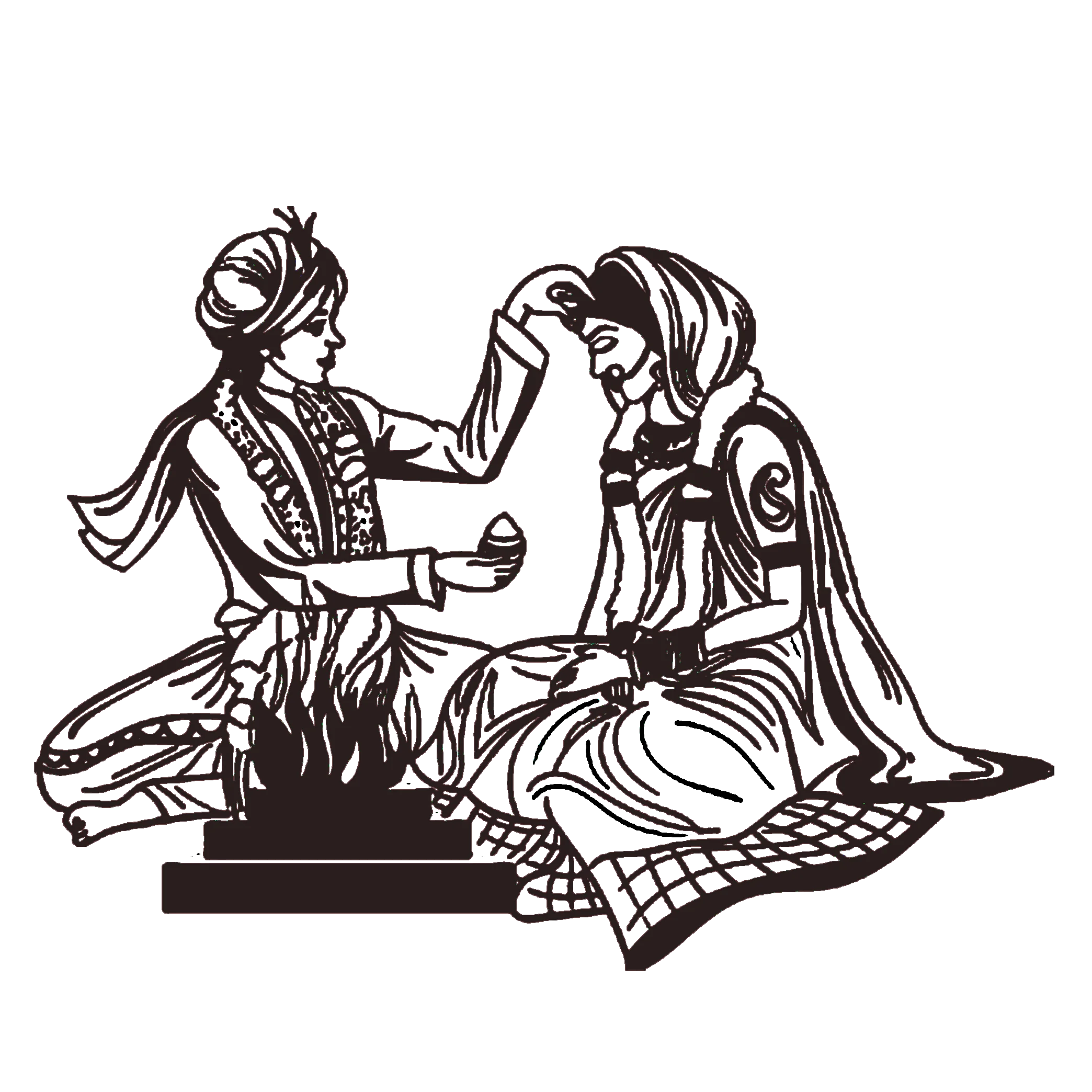 Traditional Indian Wedding Ceremony Clipart - Elegant Cultural Marriage Illustration
