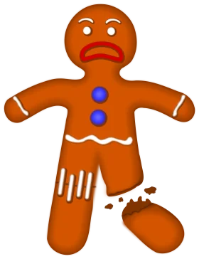 Whimsical Gingerbread Man Clipart: A Crumbling Cookie Character with Emotion