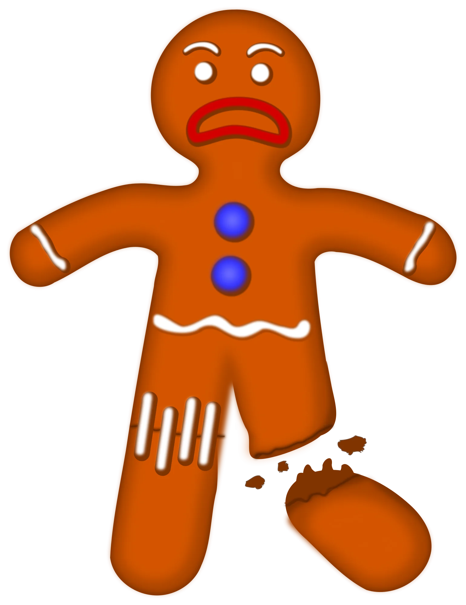 Whimsical Gingerbread Man Clipart: A Crumbling Cookie Character with Emotion