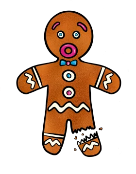 Whimsical Gingerbread Man Clipart with Playful Bite and Adorable Details