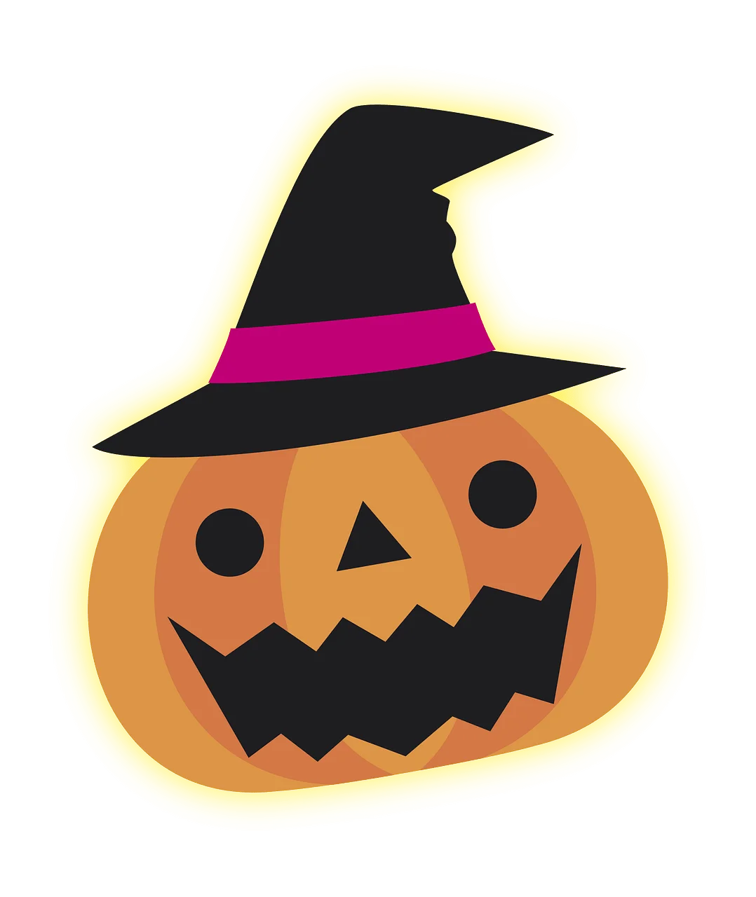 Whimsical Halloween Jack-o'-Lantern Clipart with Enchanting Witch Hat