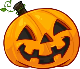 Whimsical Halloween Jack-o'-Lantern Clipart with Playful Leaf Accent