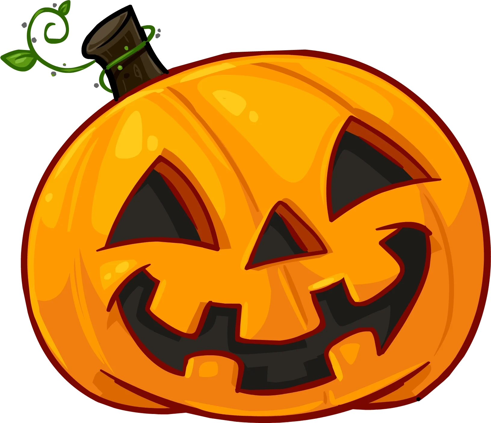 Whimsical Halloween Jack-o'-Lantern Clipart with Playful Leaf Accent