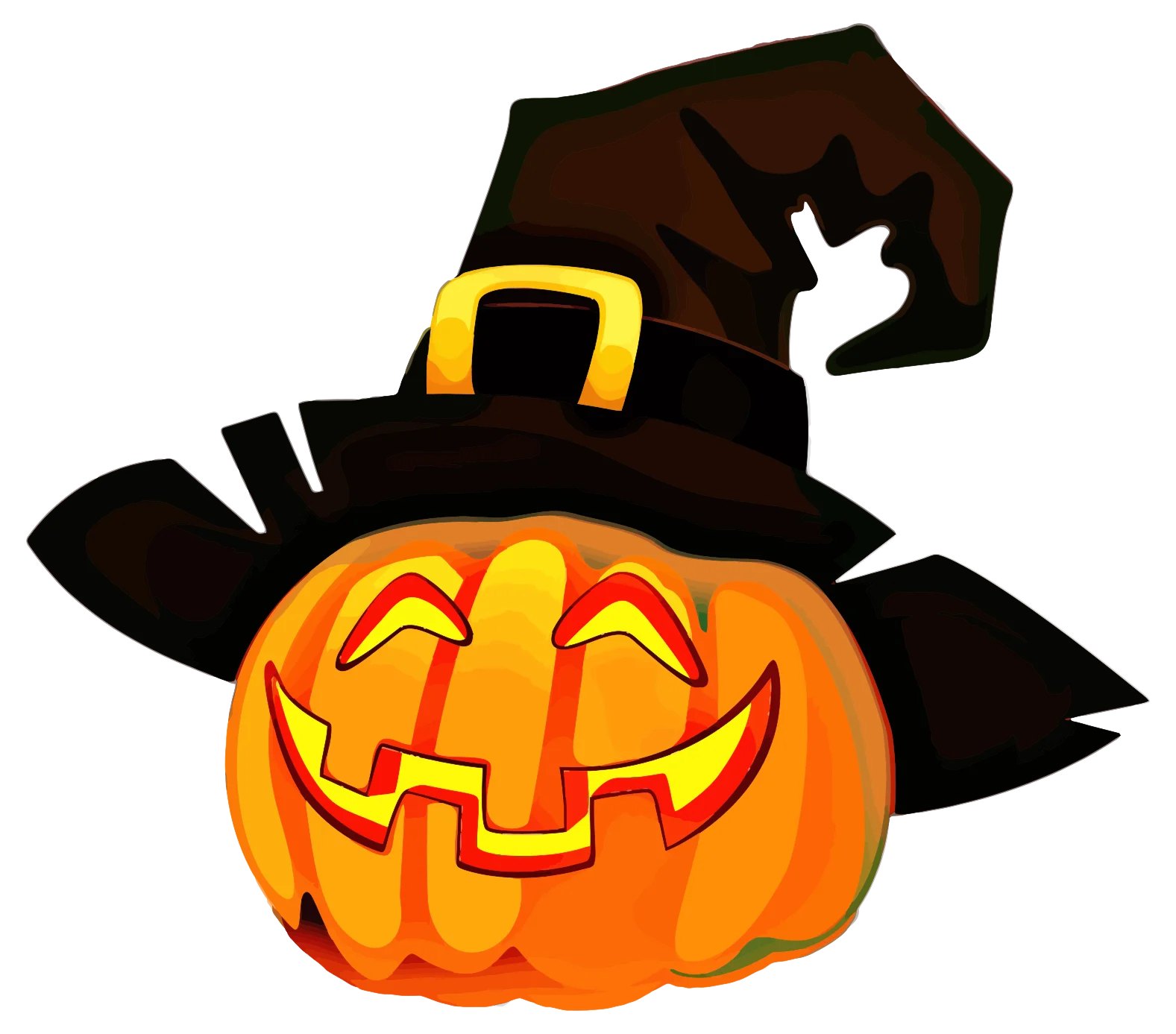 Whimsical Halloween Jack-o'-Lantern Clipart with Playful Witch Hat Design