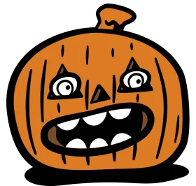 Whimsical Halloween Jack-o'-Lantern Clipart with Quirky Cartoon Expression