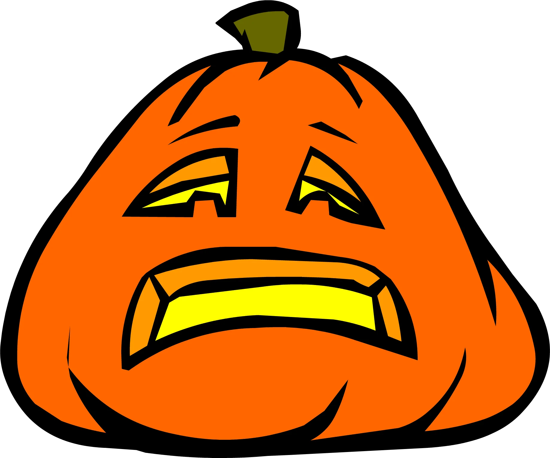 Worried Halloween Pumpkin Clipart: Expressive Jack-o'-Lantern with Anxious Emotions
