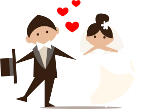 Adorable Minimalist Wedding Clipart of Bride and Groom in Love