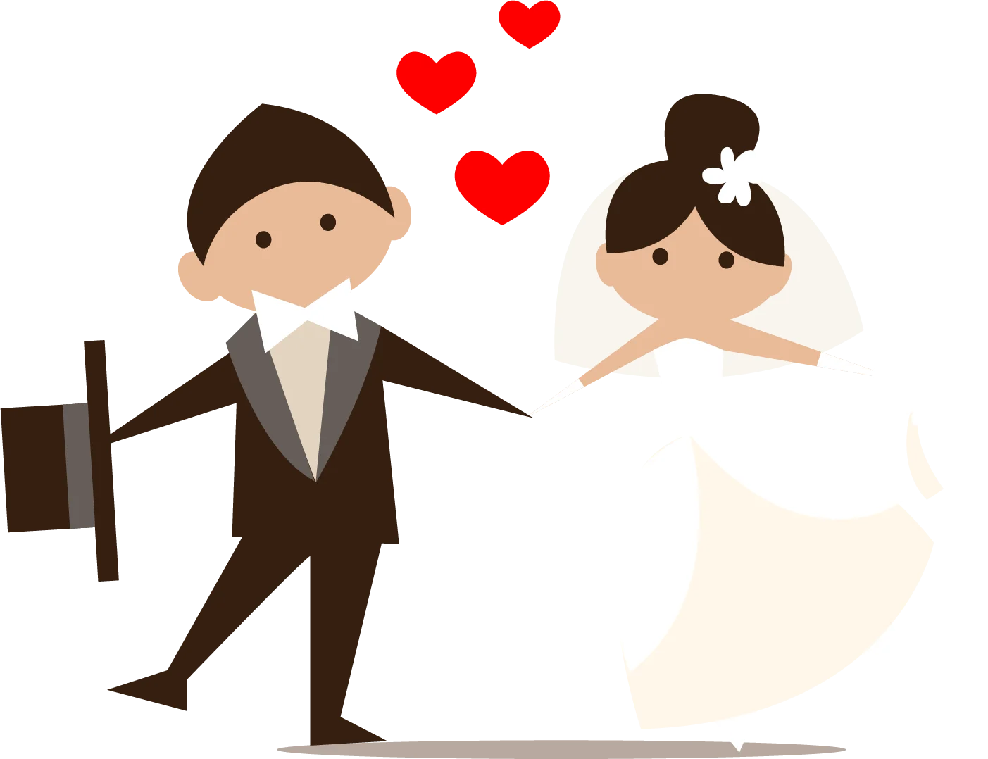 Adorable Minimalist Wedding Clipart of Bride and Groom in Love