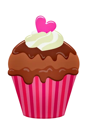 Adorable Pink and Chocolate Heart-Topped Cupcake Clipart Design
