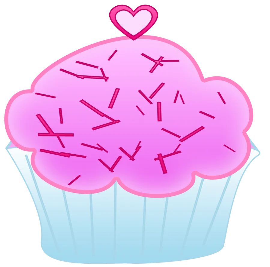 Adorable Pink Heart-Topped Cupcake Clipart with Playful Sprinkle Design