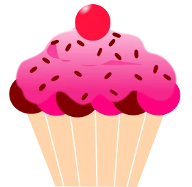 Adorable Pink Sprinkled Cupcake Clipart with Cherry on Top - Sweet Dessert Illustration