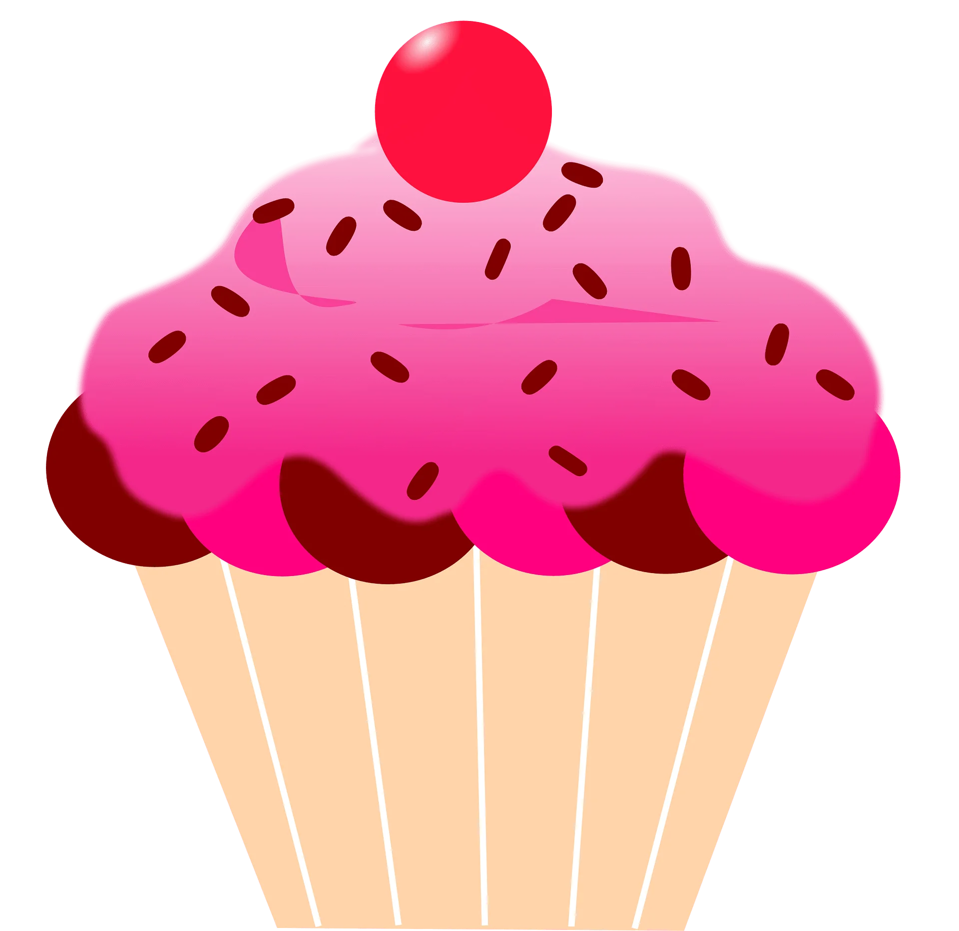 Adorable Pink Sprinkled Cupcake Clipart with Cherry on Top - Sweet Dessert Illustration