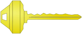 Bright Yellow Classic Door Key Clipart Illustration with Geometric Shape
