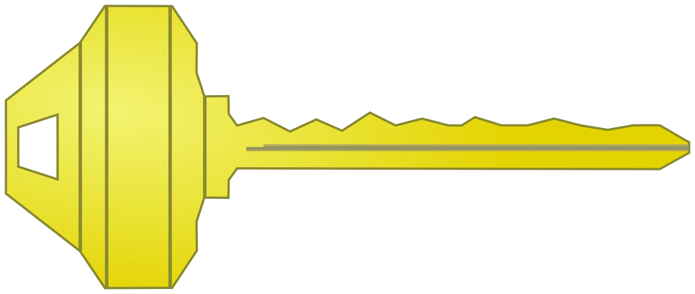 Bright Yellow Classic Door Key Clipart Illustration with Geometric Shape