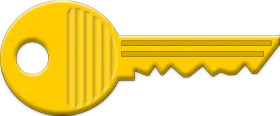 Bright Yellow Classic Key Clipart Illustration - Simple Geometric Design