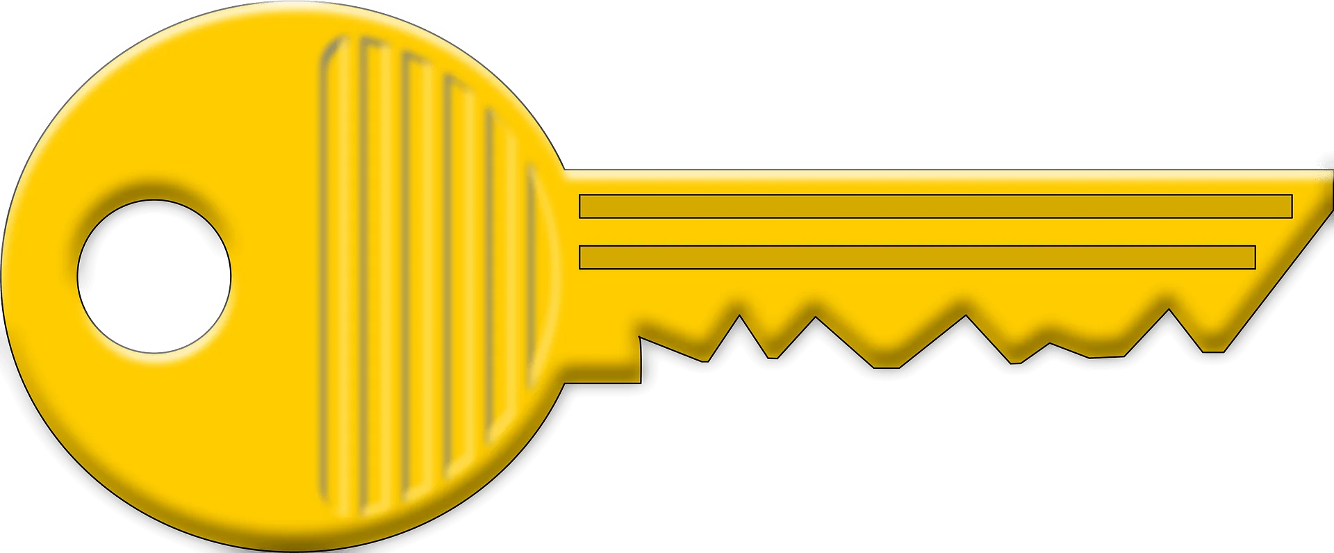 Bright Yellow Classic Key Clipart Illustration - Simple Geometric Design