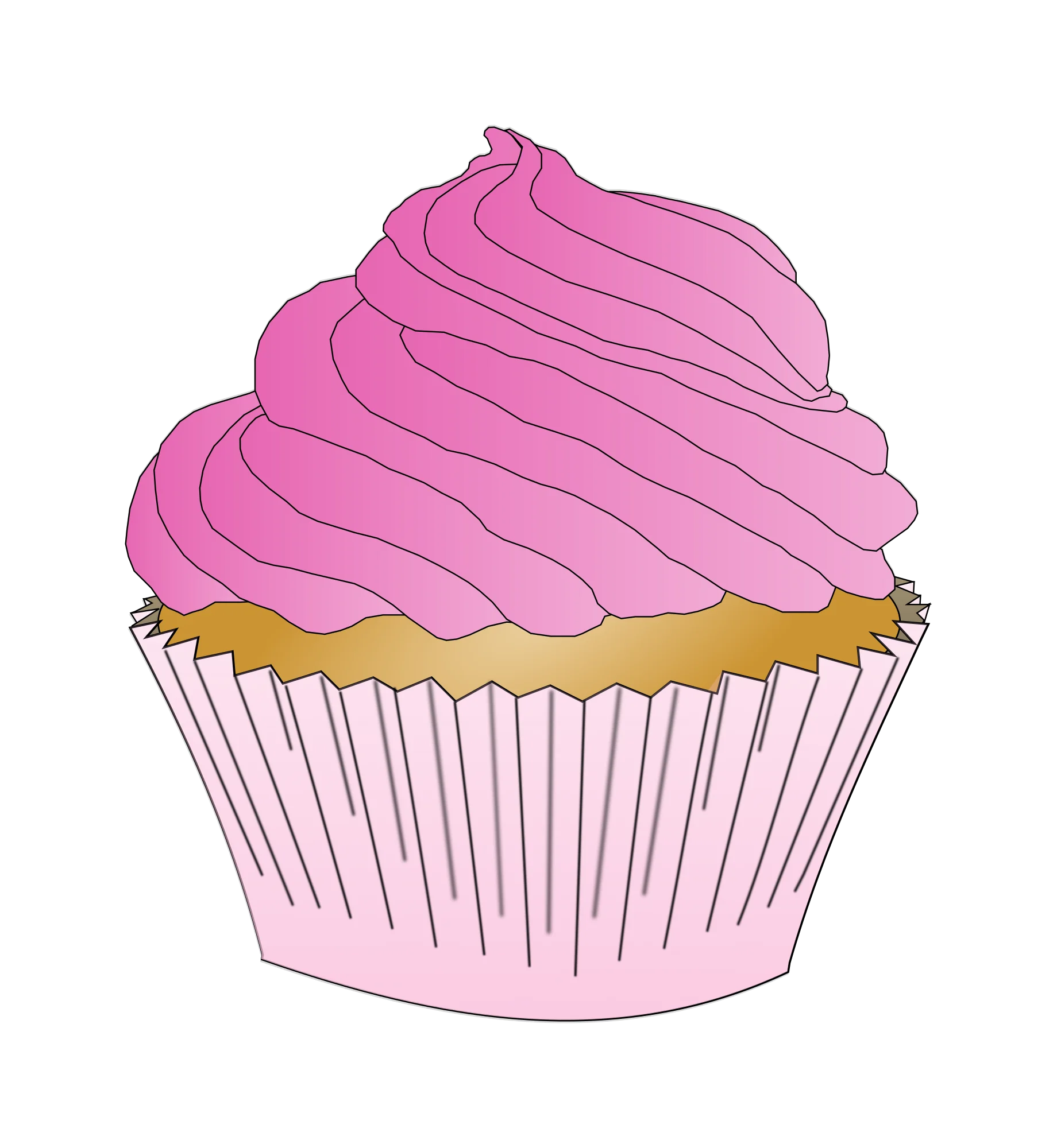 Charming Pink Frosted Cupcake Clipart with Swirled Buttercream Design
