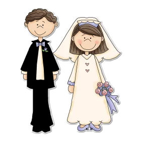 Charming Wedding Couple Clipart Illustration with Adorable Cartoon Style