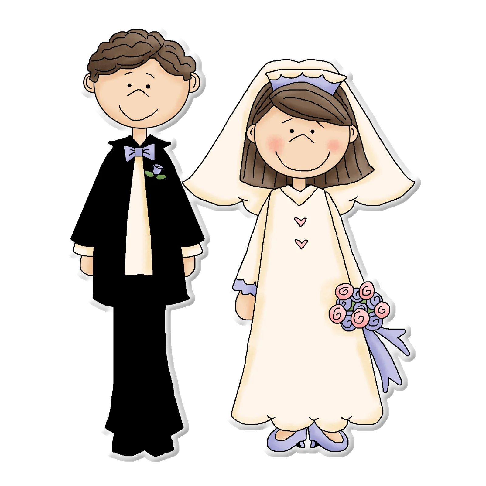 Charming Wedding Couple Clipart Illustration with Adorable Cartoon Style
