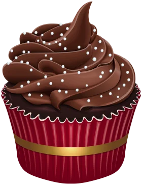 Decadent Chocolate Swirl Cupcake Clipart with Elegant White Sprinkle Accents