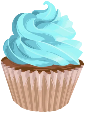 Delightful Blue Swirl Frosted Cupcake Clipart with Soft Pastel Elegance